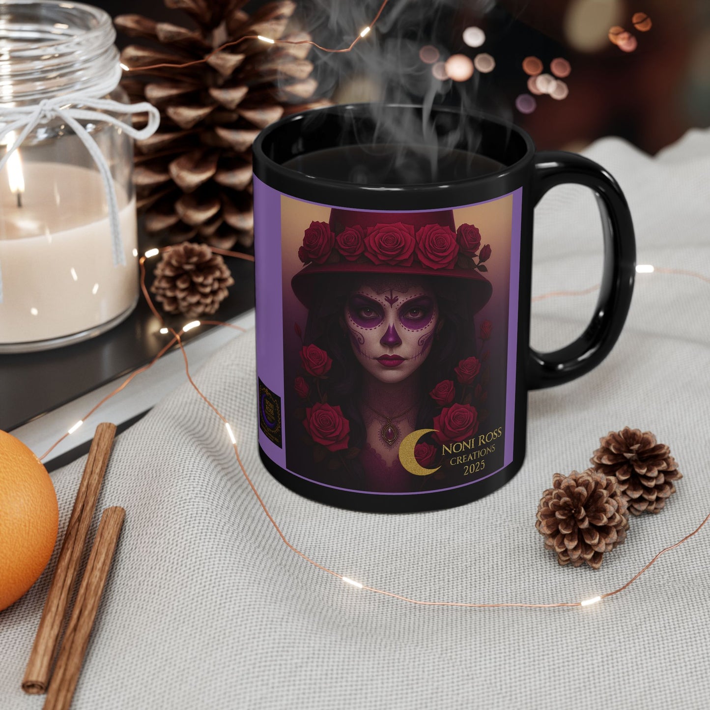 Mystic Skulls August Regal Rose Catrina Mug | Noni Ross Creations