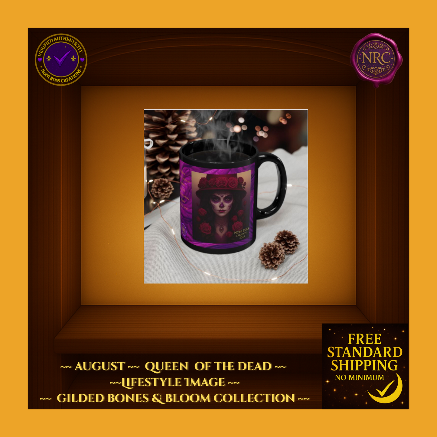 August Queen of the Dead Catrina Mug 11oz by Noni Ross Creations