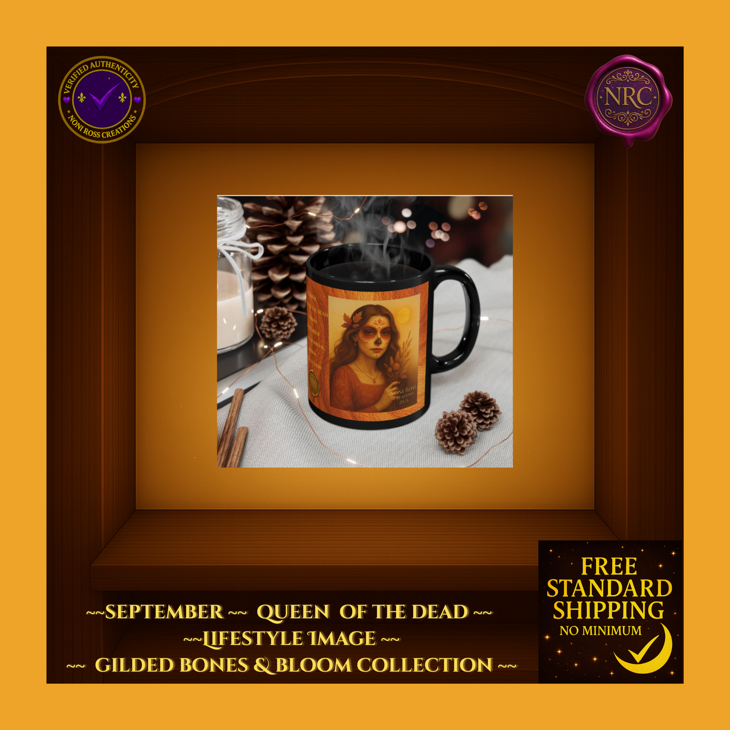 September Queen of the Dead Catrina Mug 11oz by Noni Ross Creations