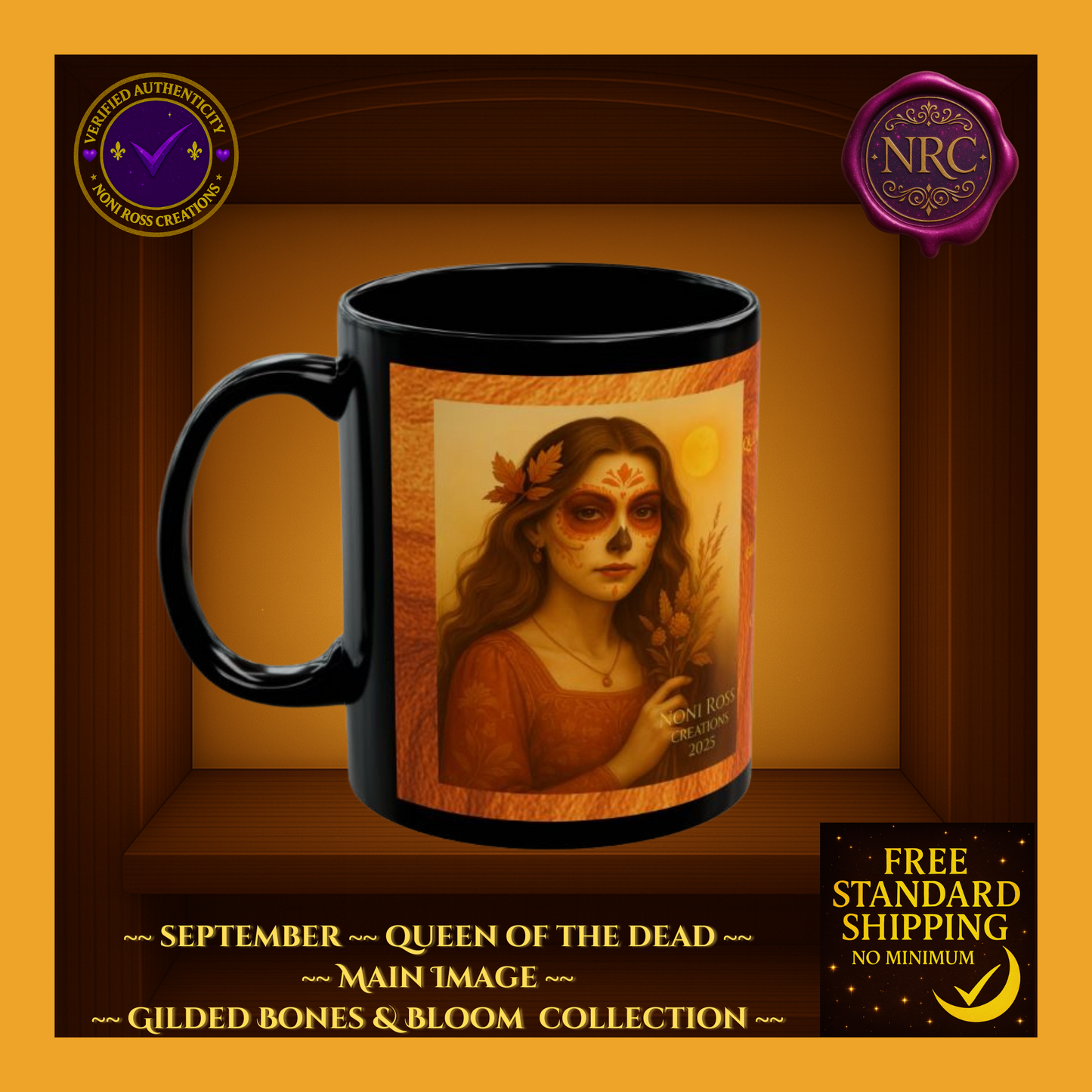 September Queen of the Dead Catrina Mug 11oz by Noni Ross Creations