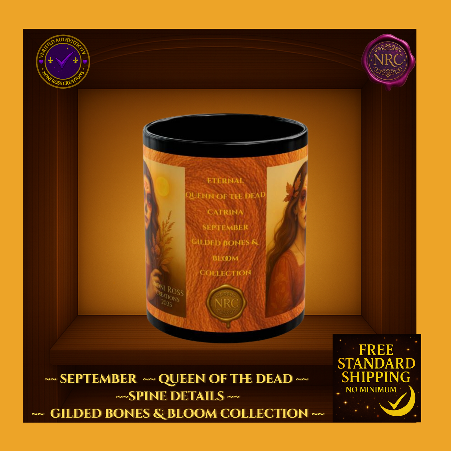 September Queen of the Dead Catrina Mug 11oz by Noni Ross Creations