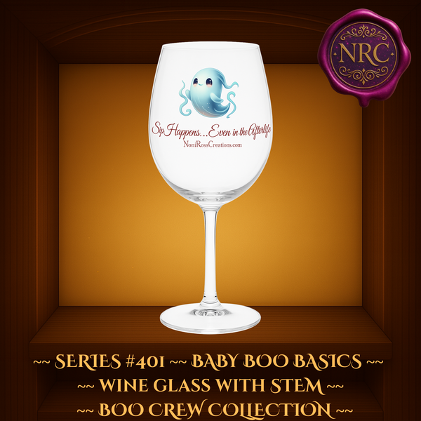 BOO Crew Phantom Sips Barware Wine Glass 12 oz Noni Ross Creations