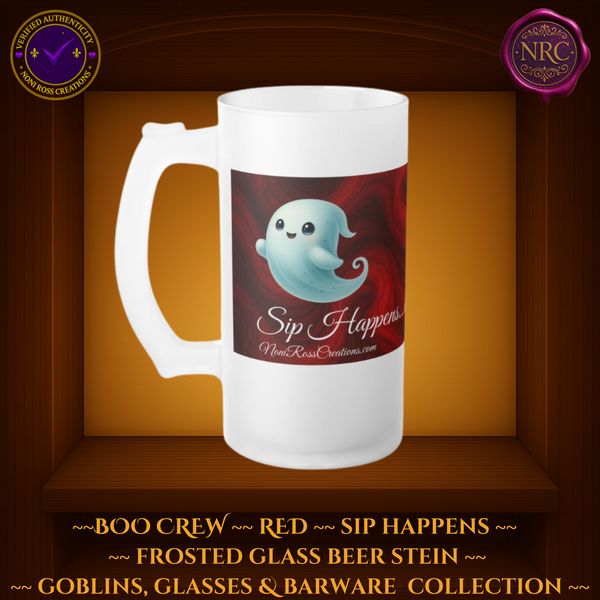 BOO Crew Red Frosted Beer Stein | Series #407 | Noni Ross Creations