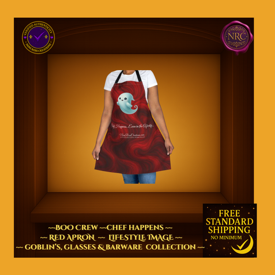 BOO Crew Chef Happens Red Apron by Noni Ross Creations