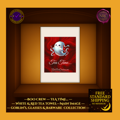 BOO Crew Phantom Sips Tea Towel Noni Ross Creations