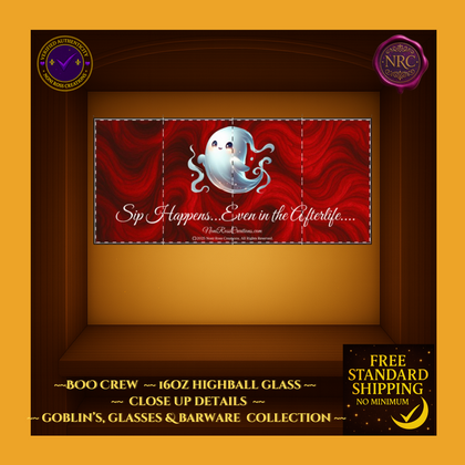 BOO Crew Phantom Pour 16oz Highball Glass by Noni Ross Creations