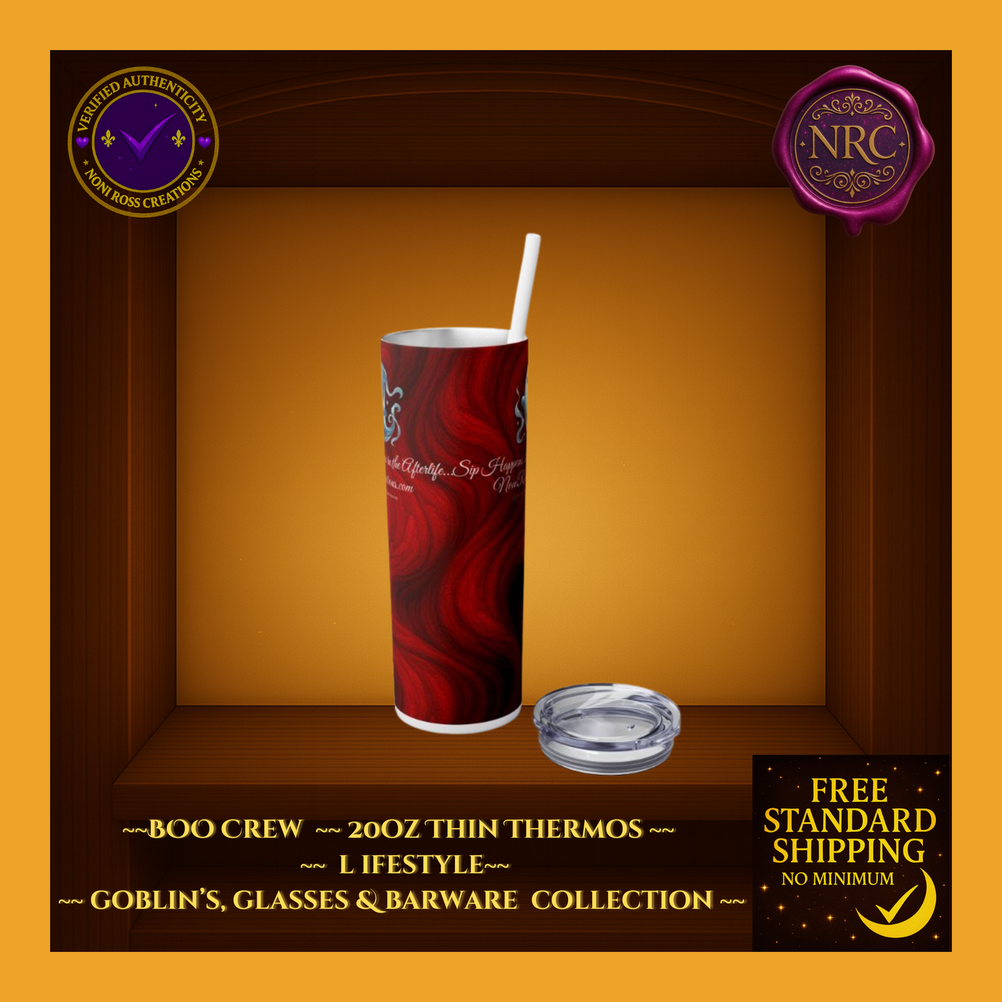 BOO Crew Phantom Sips Thin 20oz Thermos by Noni Ross Creations