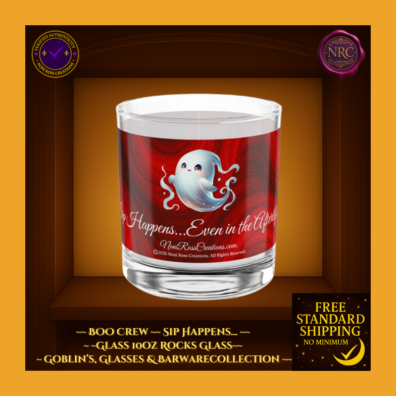 BOO Crew Phantom Sips Barware Rocks Glass 10 oz by Noni Ross Creations — main image