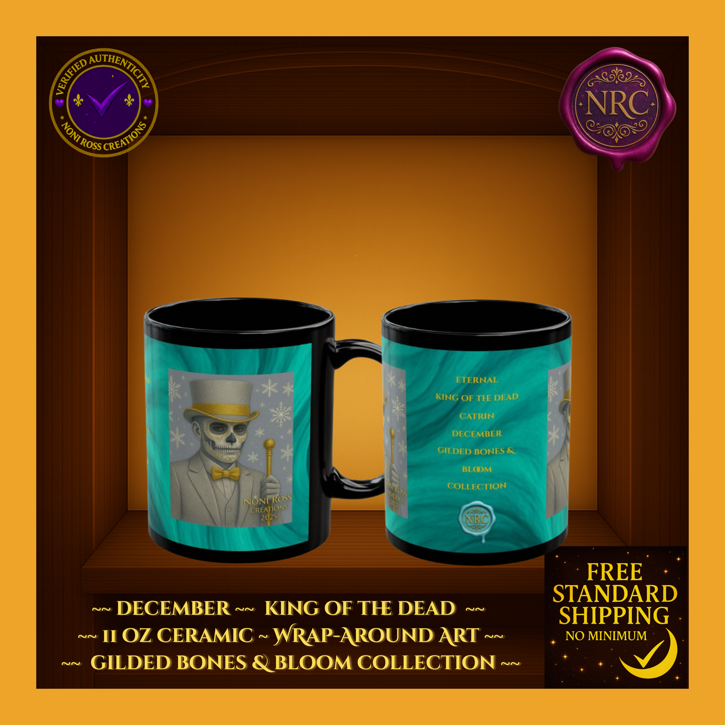 December King of the Dead Catrina Mug 11oz by Noni Ross Creations