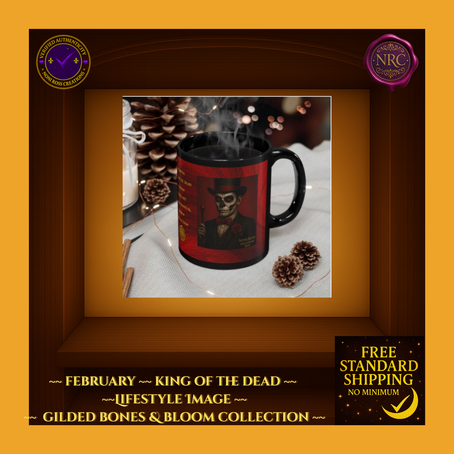 February King of the Dead Catrin Mug 11oz by Noni Ross Creations