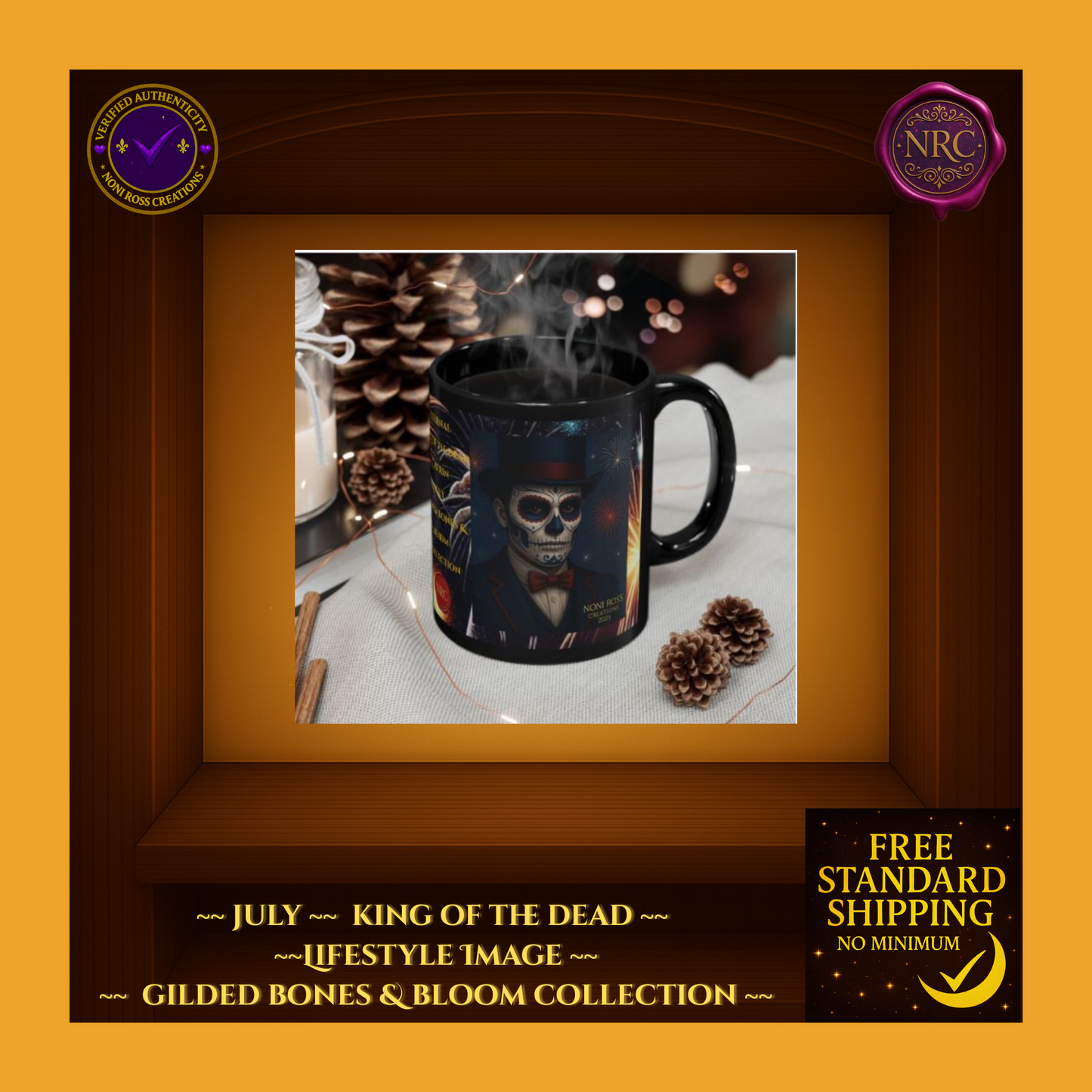 July King of the Dead Catrin Mug 11oz by Noni Ross Creations
