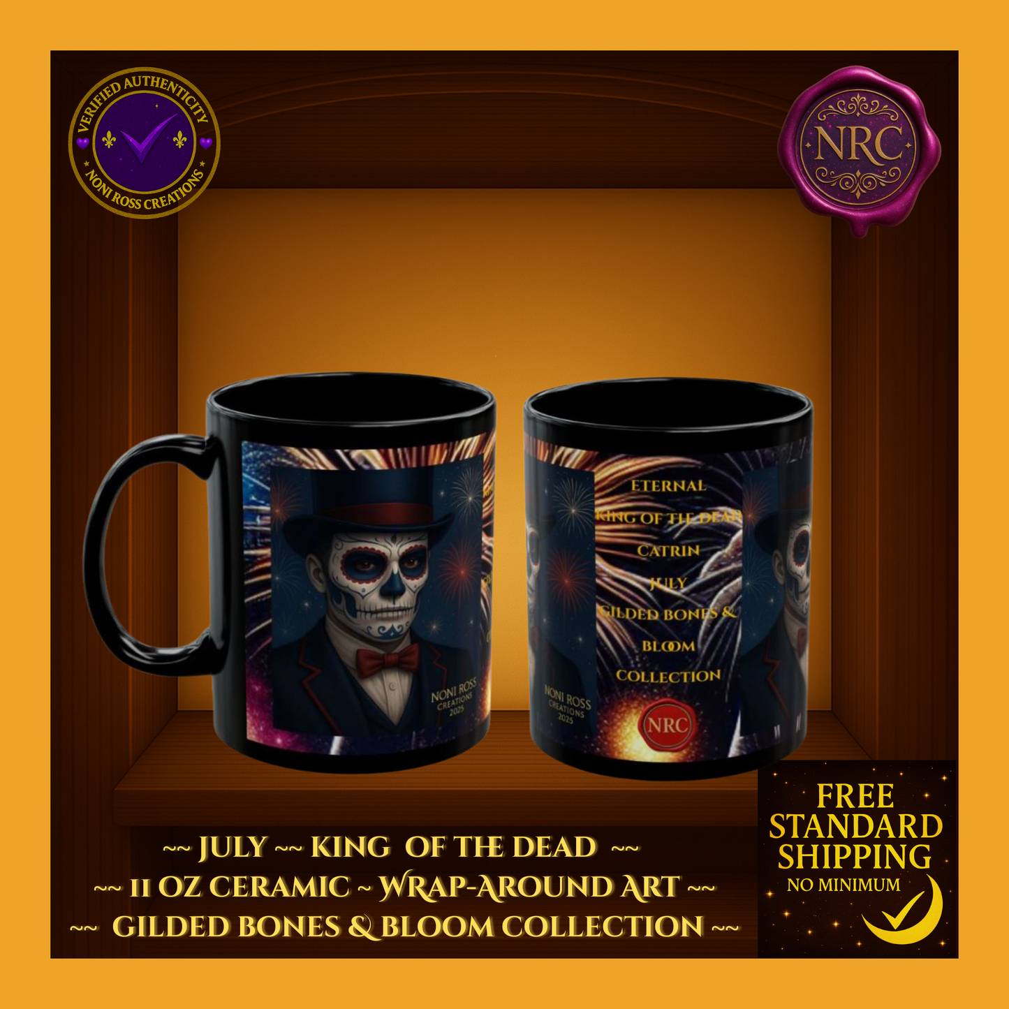 July King of the Dead Catrin Mug 11oz by Noni Ross Creations