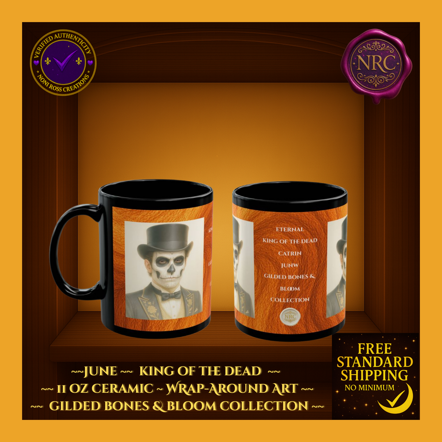 June King of the Dead Catrin Mug 11oz by Noni Ross Creations
