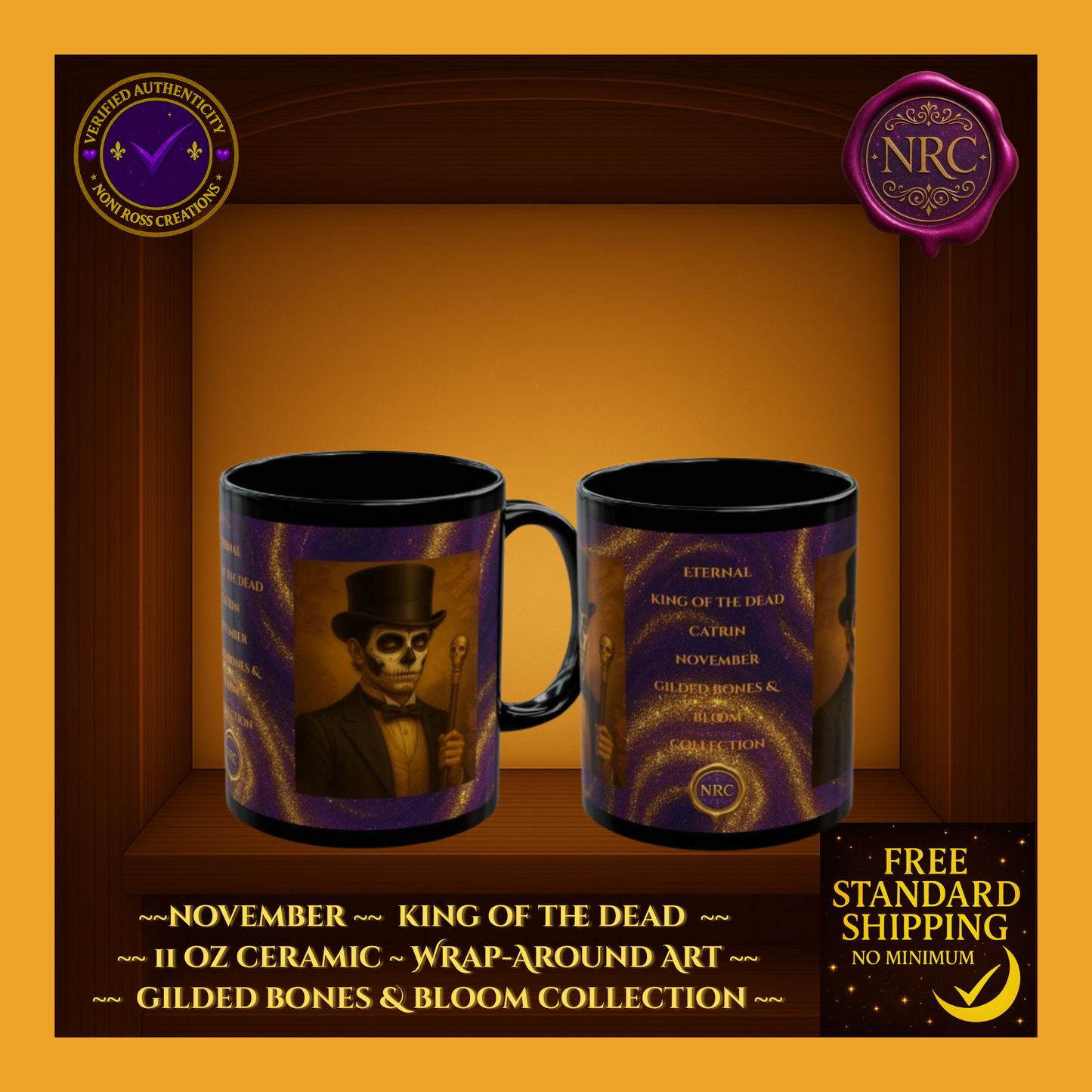 November King of the Dead Catrina Mug 11oz by Noni Ross Creations