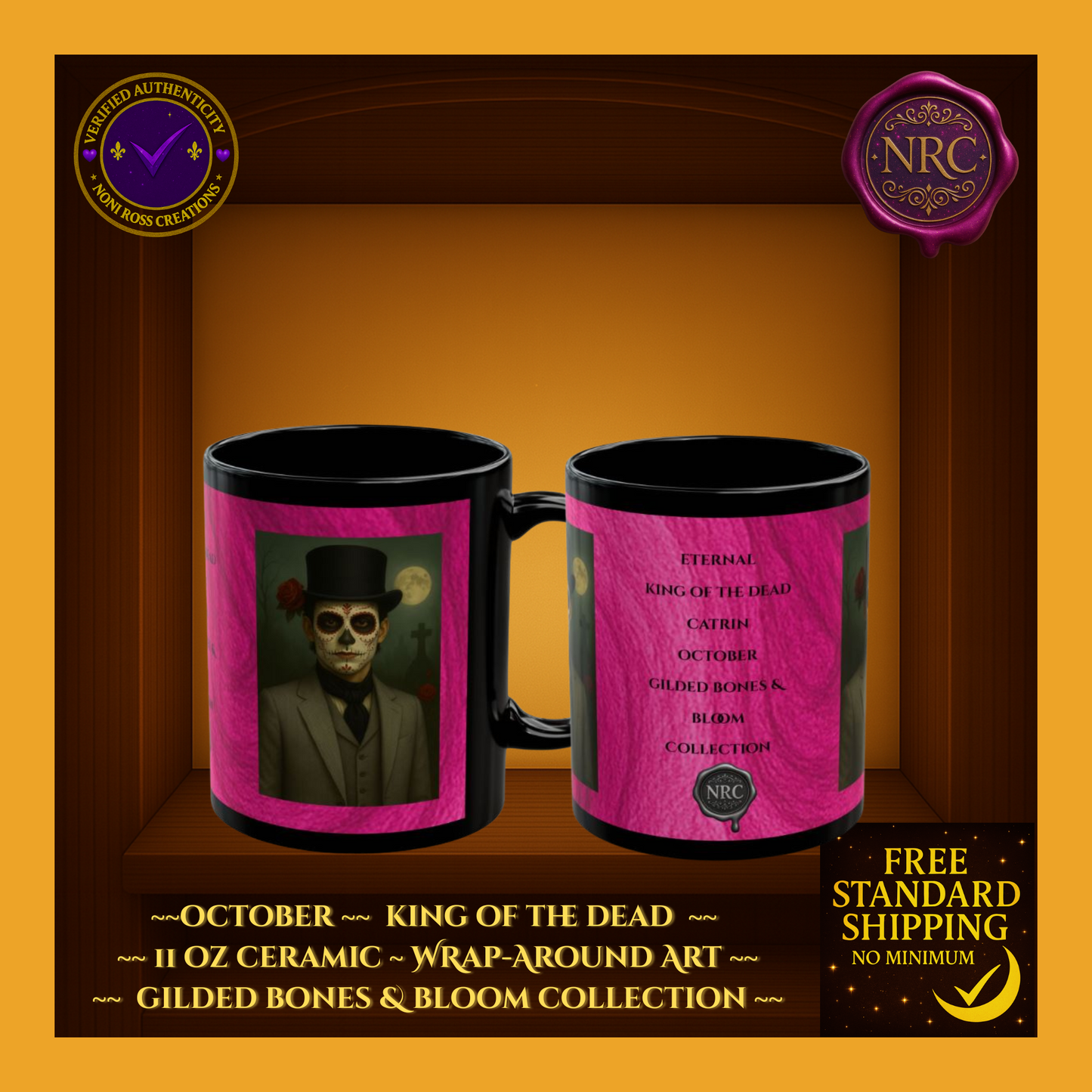 October King of the Dead Catrina Mug 11oz by Noni Ross Creations