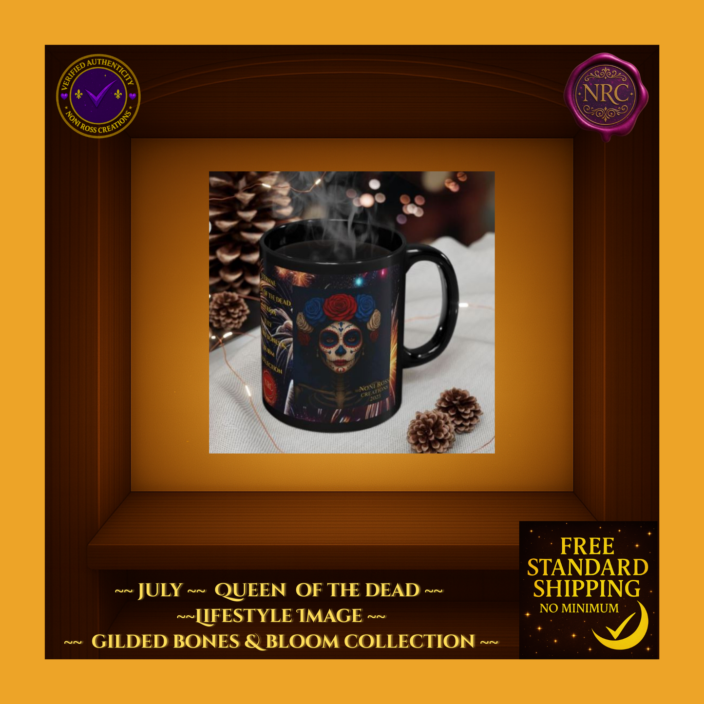 July Queen of the Dead Catrina Mug 11oz by Noni Ross Creations