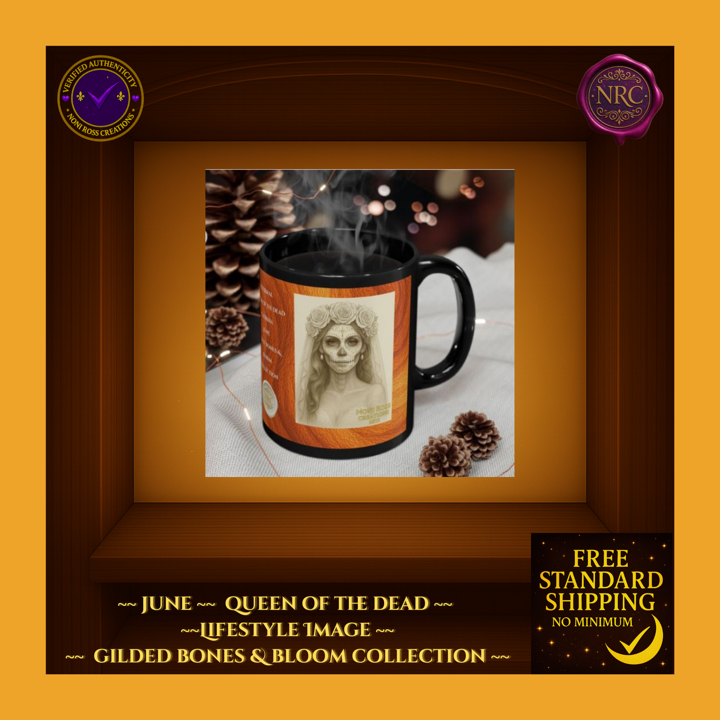 June Queen of the Dead Catrina Mug 11oz by Noni Ross Creations