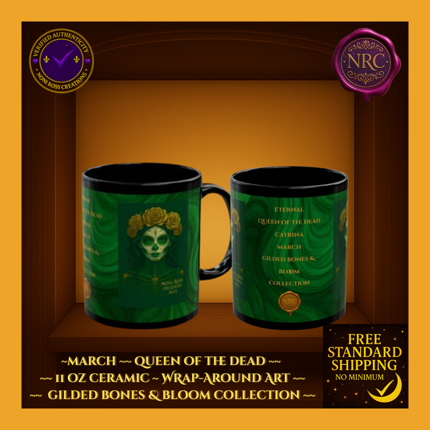 March Queen of the Dead Catrina Mug 11oz by Noni Ross Creations
