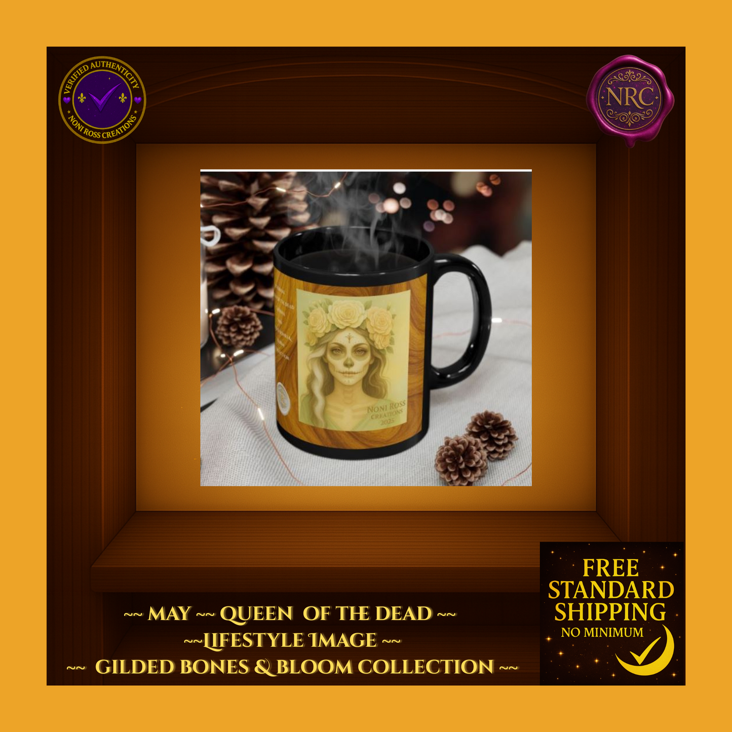 May Queen of the Dead Catrina Mug 11oz by Noni Ross Creations