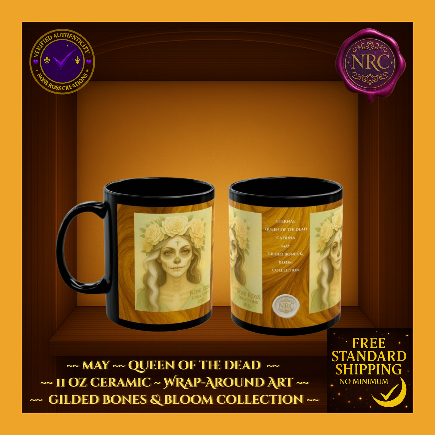 May Queen of the Dead Catrina Mug 11oz by Noni Ross Creations