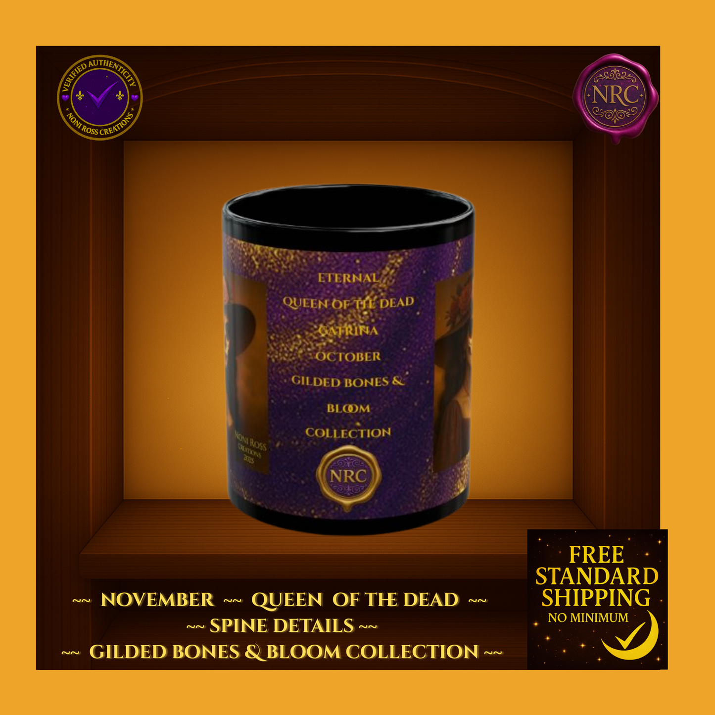 November Queen of the Dead Catrina Mug 11oz by Noni Ross Creations
