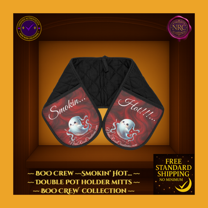 BOO Crew Phantom Sips One Piece Double Oven Mitts Noni Ross Creations