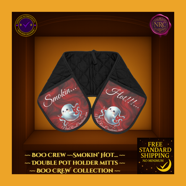 BOO Crew Phantom Sips One Piece Double Oven Mitts Noni Ross Creations