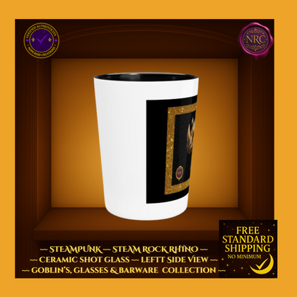 Steampunk Steam Rock Rhino Ceramic Shot Glass by Noni Ross Creations